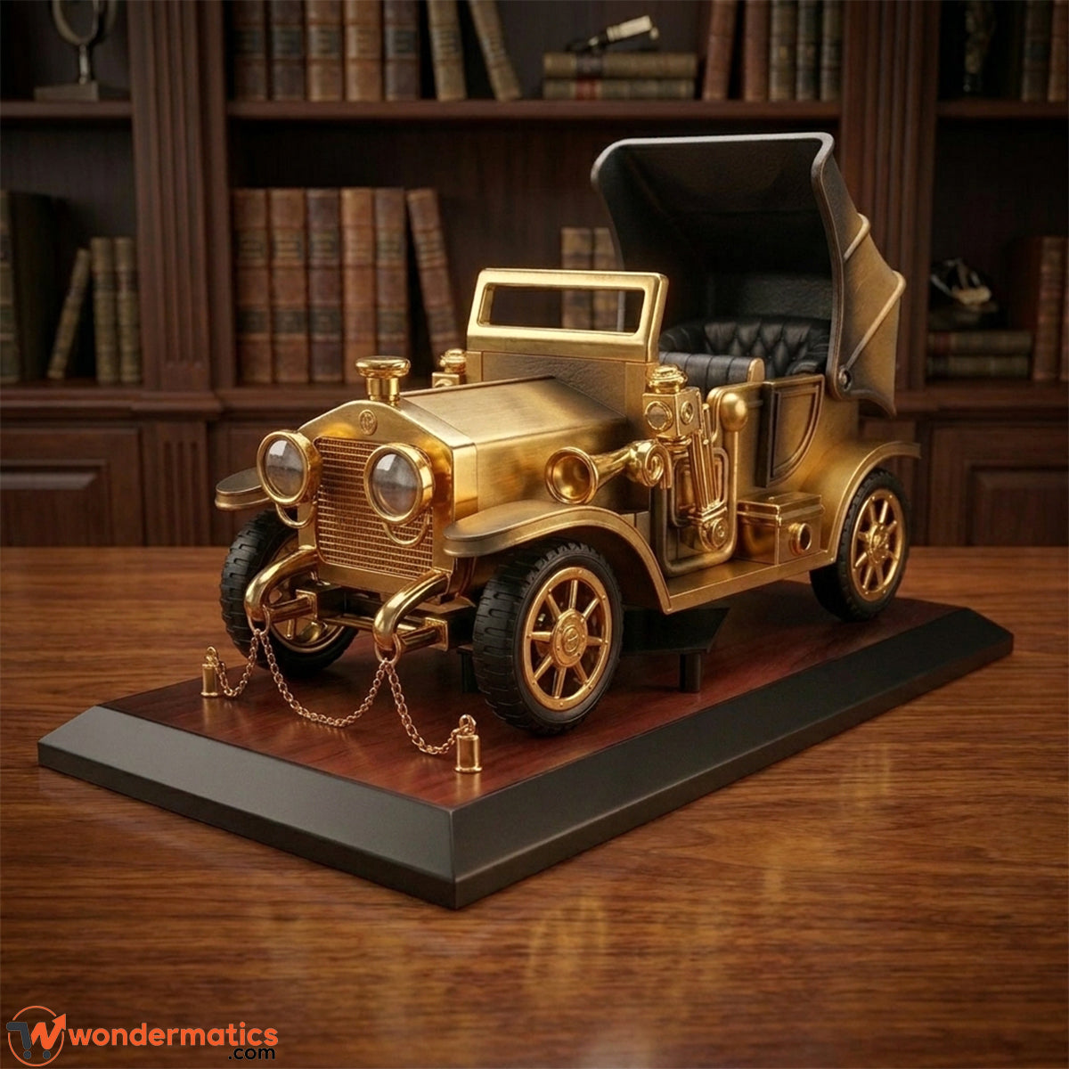 Vintage car music box with bronze finish on office table decor Pakistan