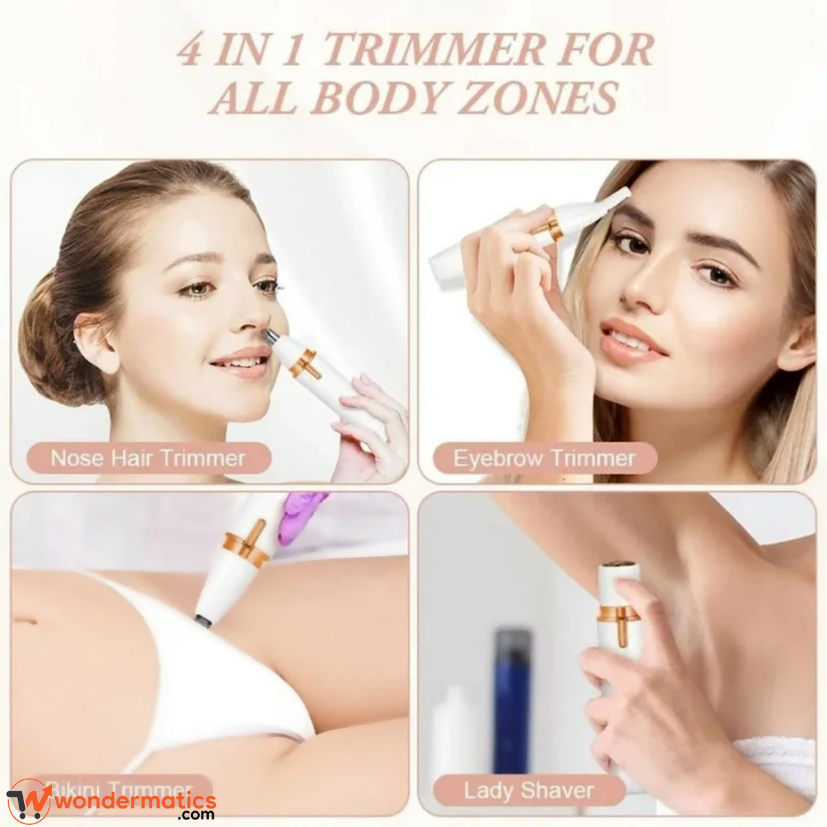 Electric hair remover for women being used for personal grooming