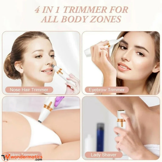 Electric hair remover for women being used for personal grooming