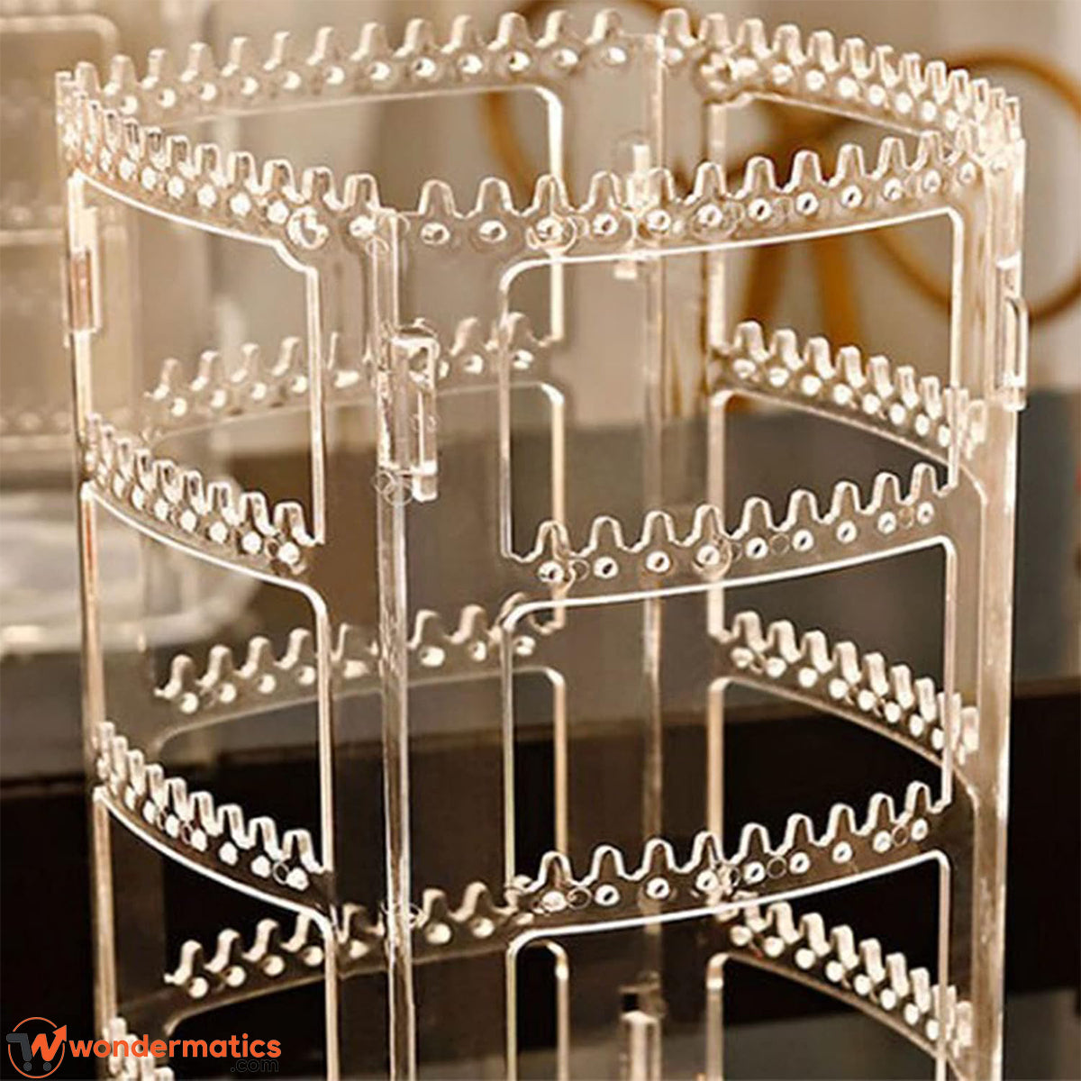 Close-up of earrings hanging on hooks
