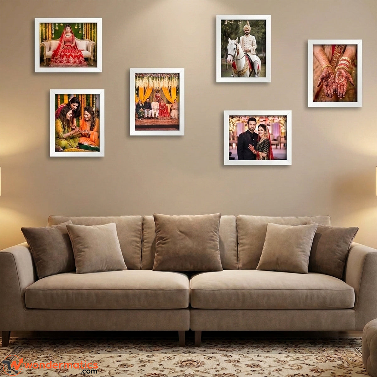 White wooden photo frame set of 6 for wall and table