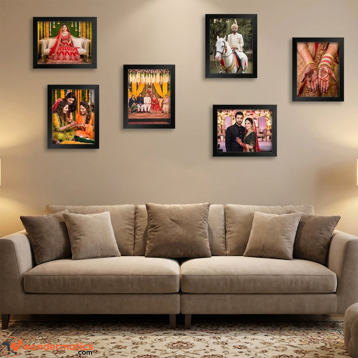 Set of 6 personalized wooden photo frames black 6x8 inch with glass