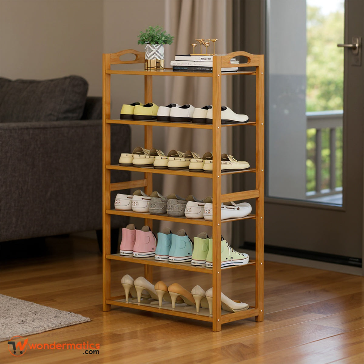Multi-layer bamboo wooden shoe shelf for neat shoe storage at home